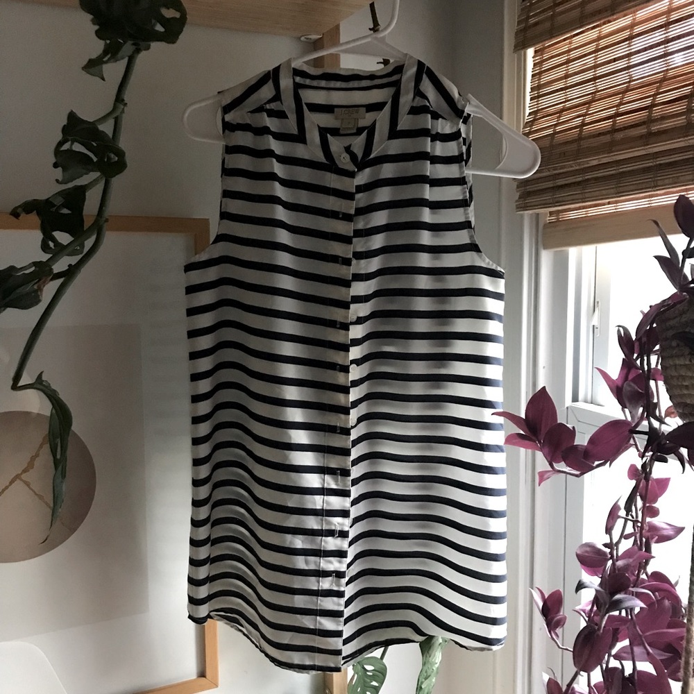 J Crew Striped Sleeveless Button Down